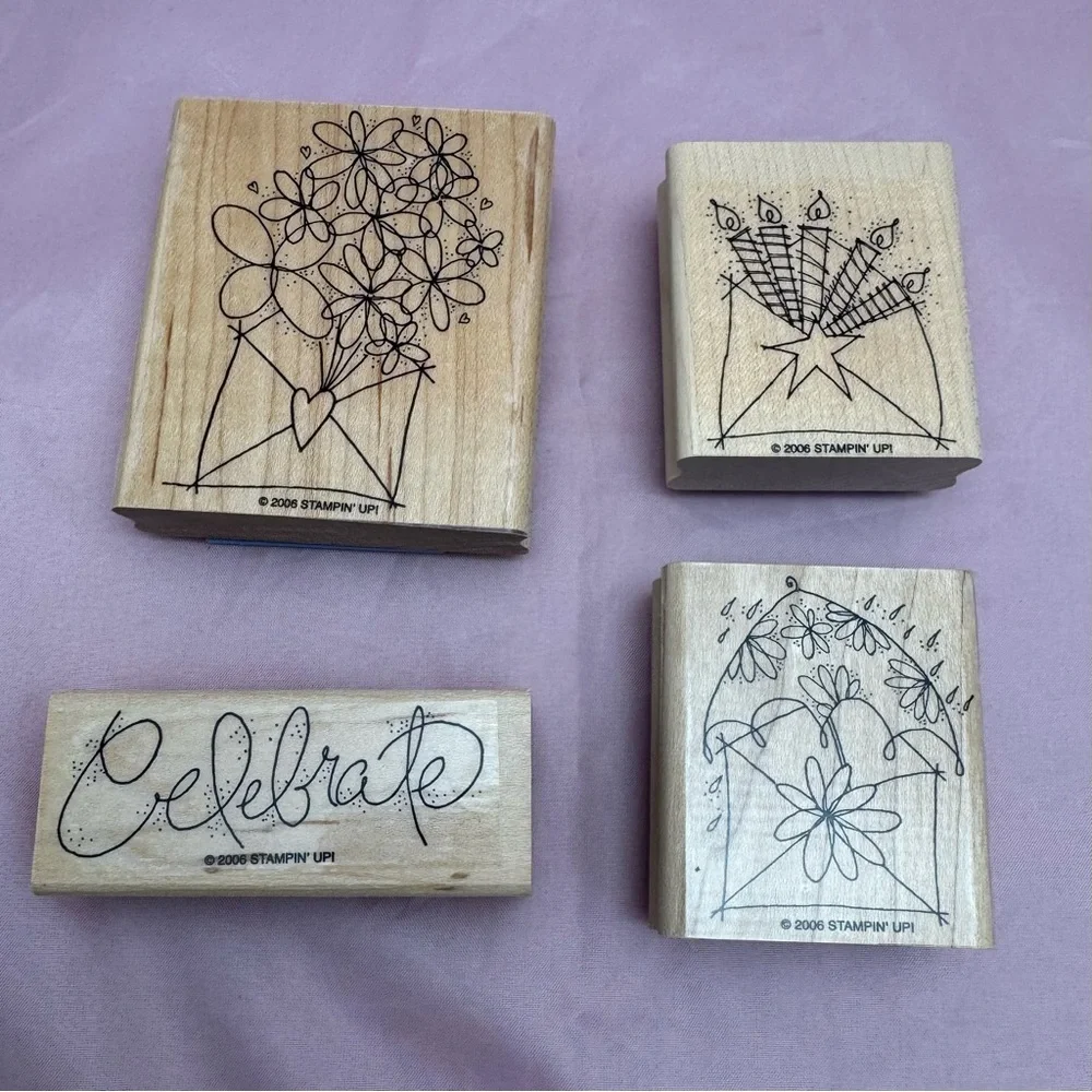 Stampin’ Up! 2006 Send a Celebration 4pc Rubber Stamp Set 🎉